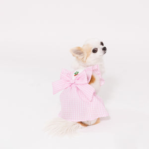 pipi ギンガムチェック ワンピース ピンク/ブルー 犬 いぬ 犬服 ペットウェア ドッグウェア 春服 夏服 春夏服 ミニチュアダックス 日焼け対策 女の子 フリル かわいい