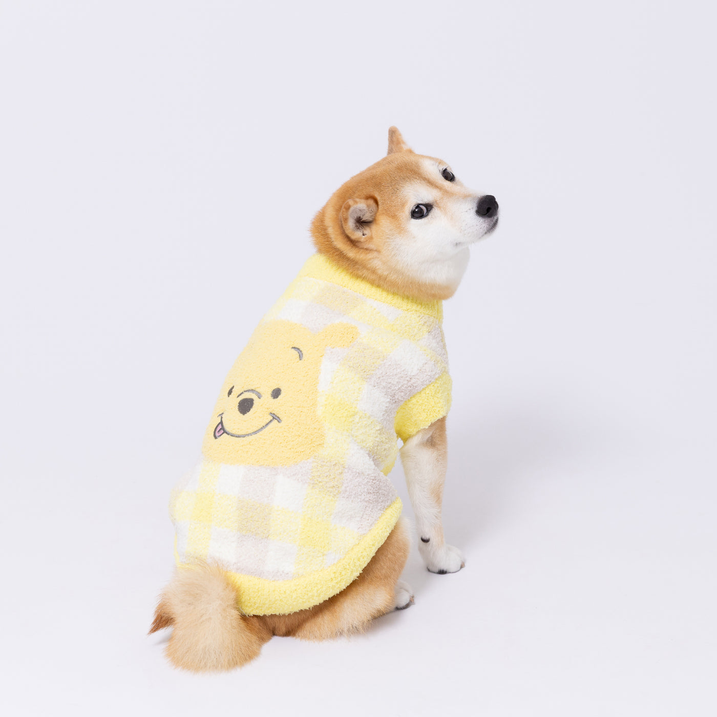 プーさんチェックシェニールニット中・大型犬 ペット用品 犬服 ペット