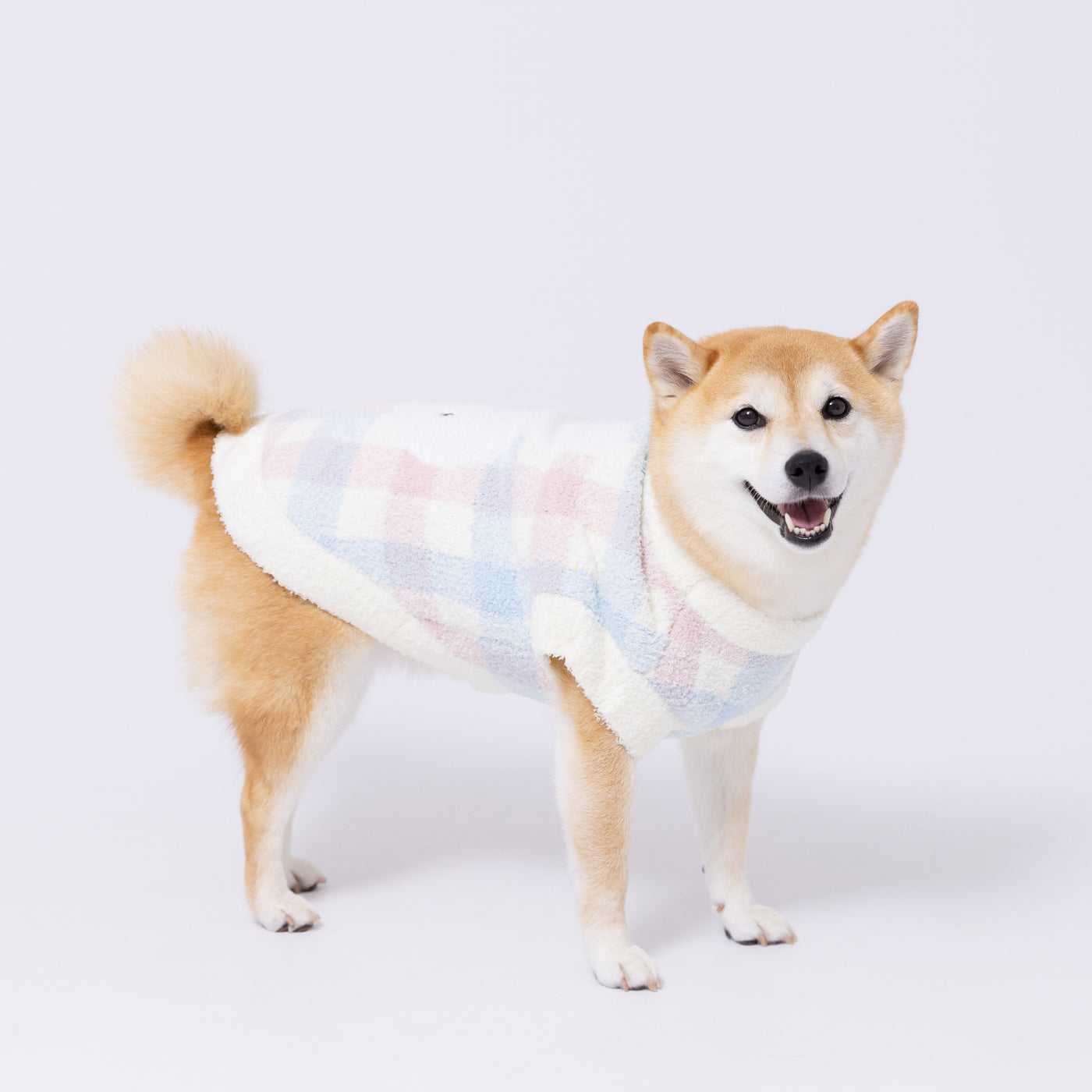ミッフィーチェックシェニールニット中・大型犬 ペット用品 犬服