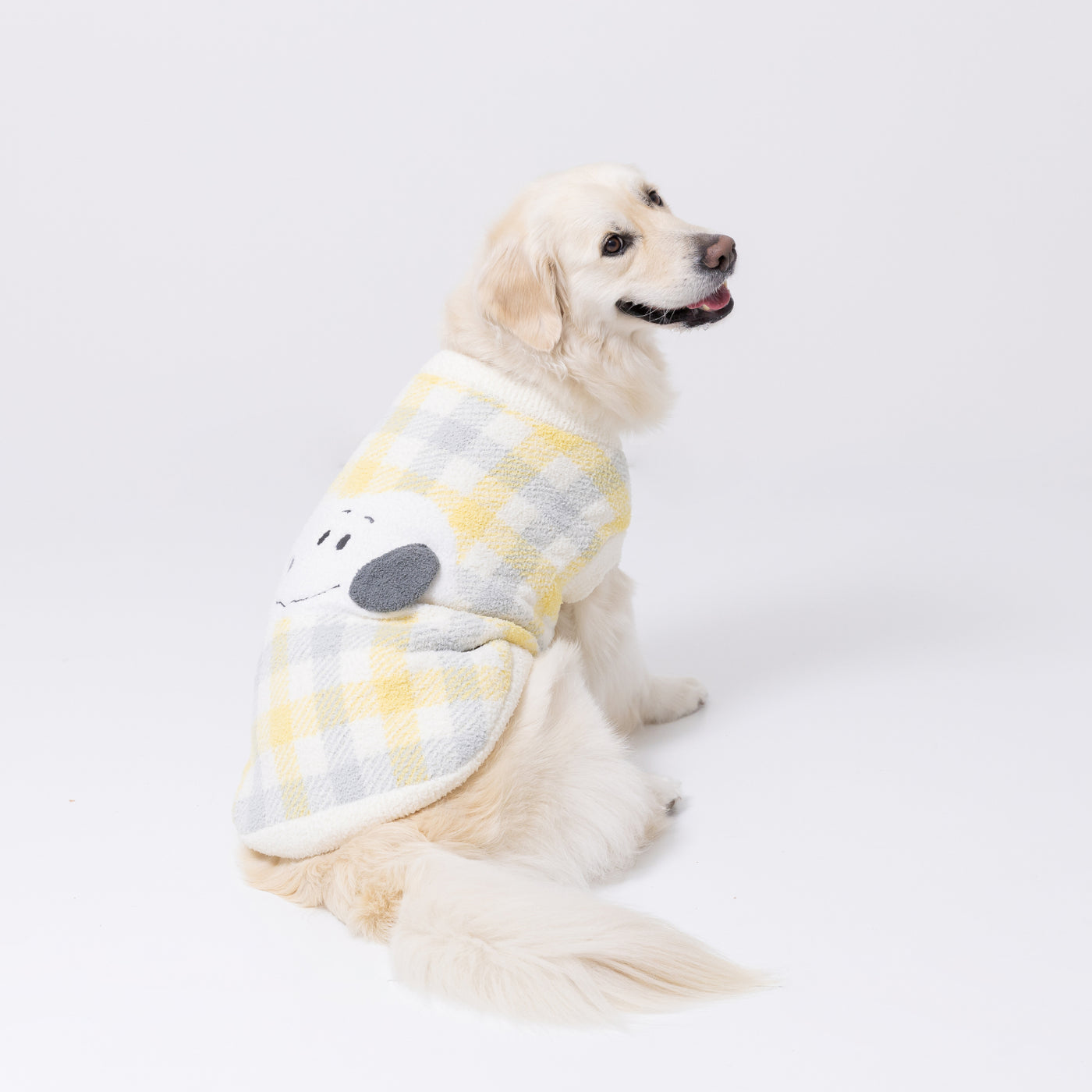 スヌーピーチェックシェニールニット中・大型犬 ペット用品 犬服