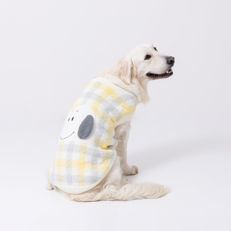 【先行予約 20％OFF】 スヌーピーチェックシェニールニット中・大型犬 ペット用品