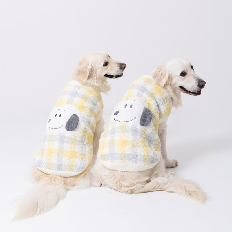 【先行予約 20％OFF】 スヌーピーチェックシェニールニット中・大型犬 ペット用品
