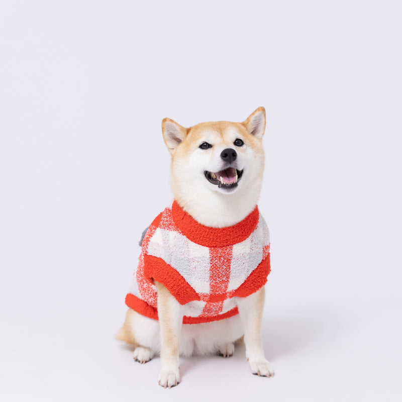 【先行予約 20％OFF】 スヌーピーチェックシェニールニット中・大型犬 ペット用品