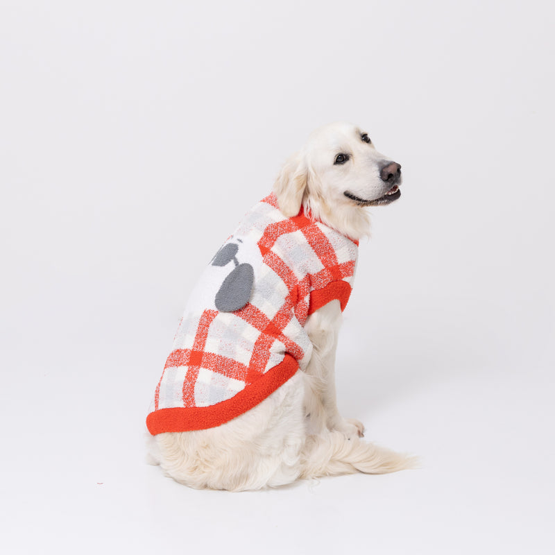 【先行予約 20％OFF】 スヌーピーチェックシェニールニット中・大型犬 ペット用品