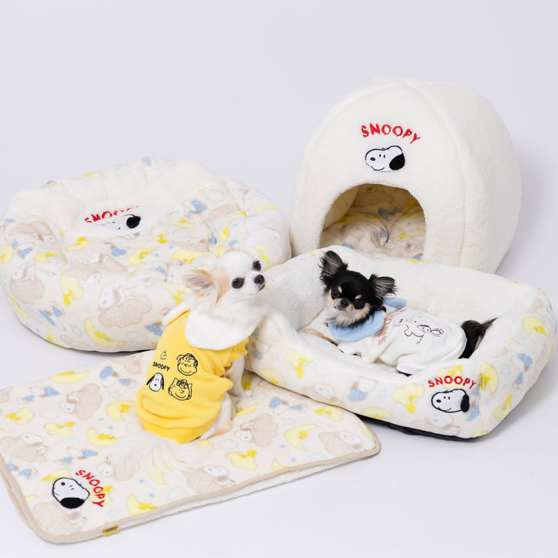 【先行予約 20％OFF】 スヌーピー雲柄ボアドームベッド ペット用品