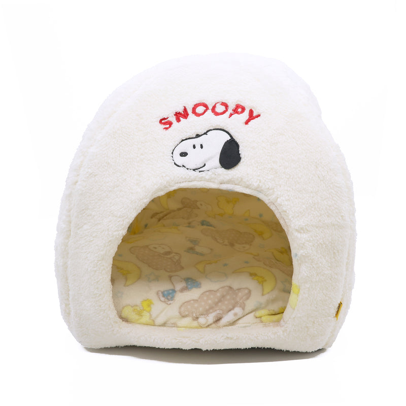 【先行予約 20％OFF】 スヌーピー雲柄ボアドームベッド ペット用品