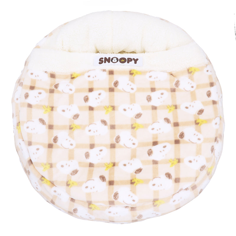 【先行予約 20％OFF】 スヌーピーチェックボアラウンドベッド ペット用品