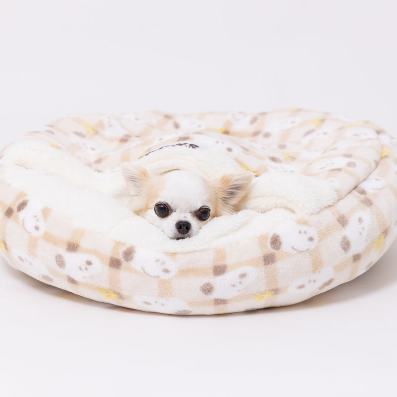 【先行予約 20％OFF】 スヌーピーチェックボアラウンドベッド ペット用品