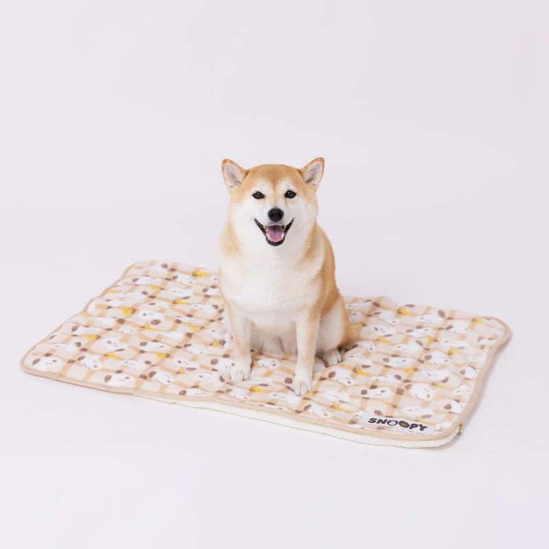 スヌーピーチェックボアブランケットL ペット用品