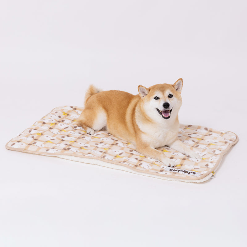 スヌーピーチェックボアブランケットL ペット用品