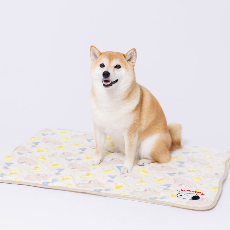 スヌーピー雲柄ボアブランケットL ペット用品