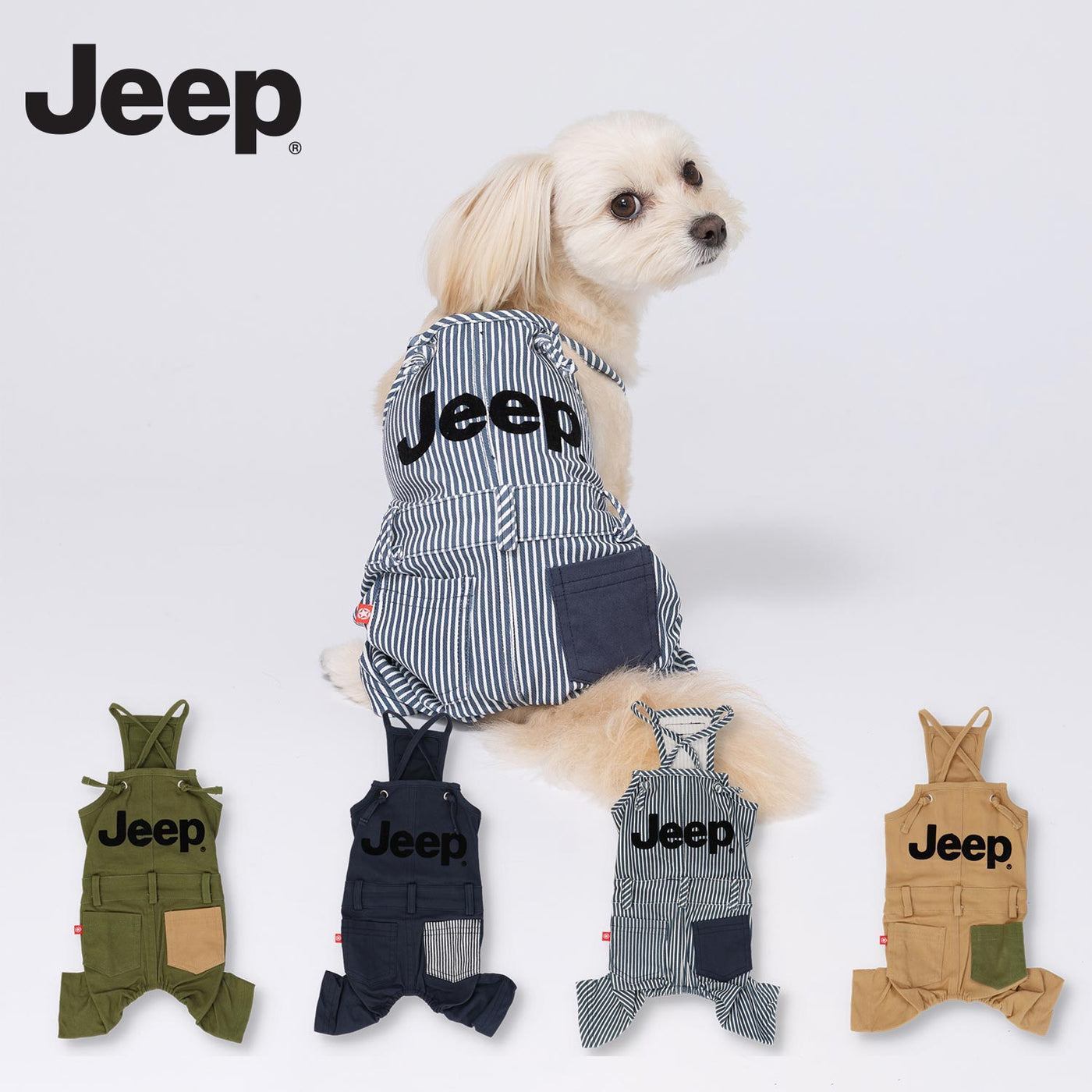 JEEPオーバーオール カーキ 犬服 ペットウェア ペット用品｜MOFF(モフ